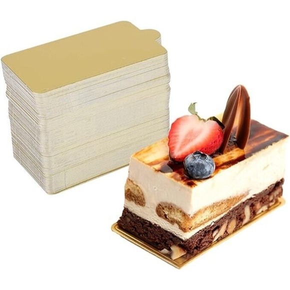 Rectangle Mini Cake Boards 100pcs Mousse Gold Paper Cupcake Dessert Tray Display - Picture 1 of 6